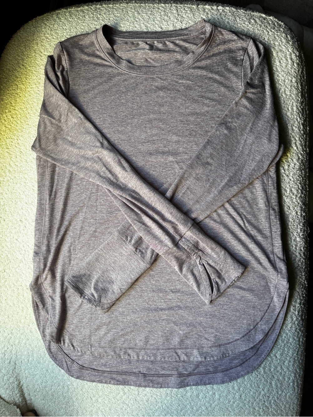 Athleta Heather Purple Long-Sleeve Crewneck Top
